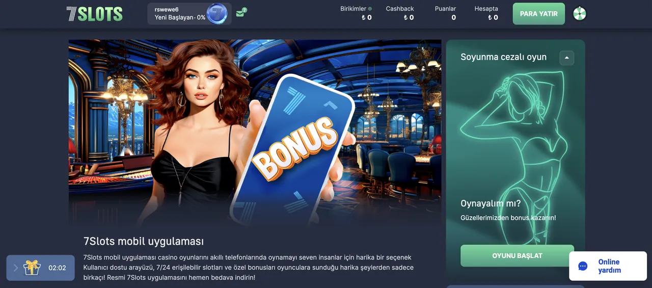 Mobil uygulama: 7Slots 7/24 giriş için Android